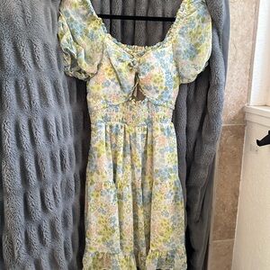 Madden Girl Floral Mini Dress - Blue and Green